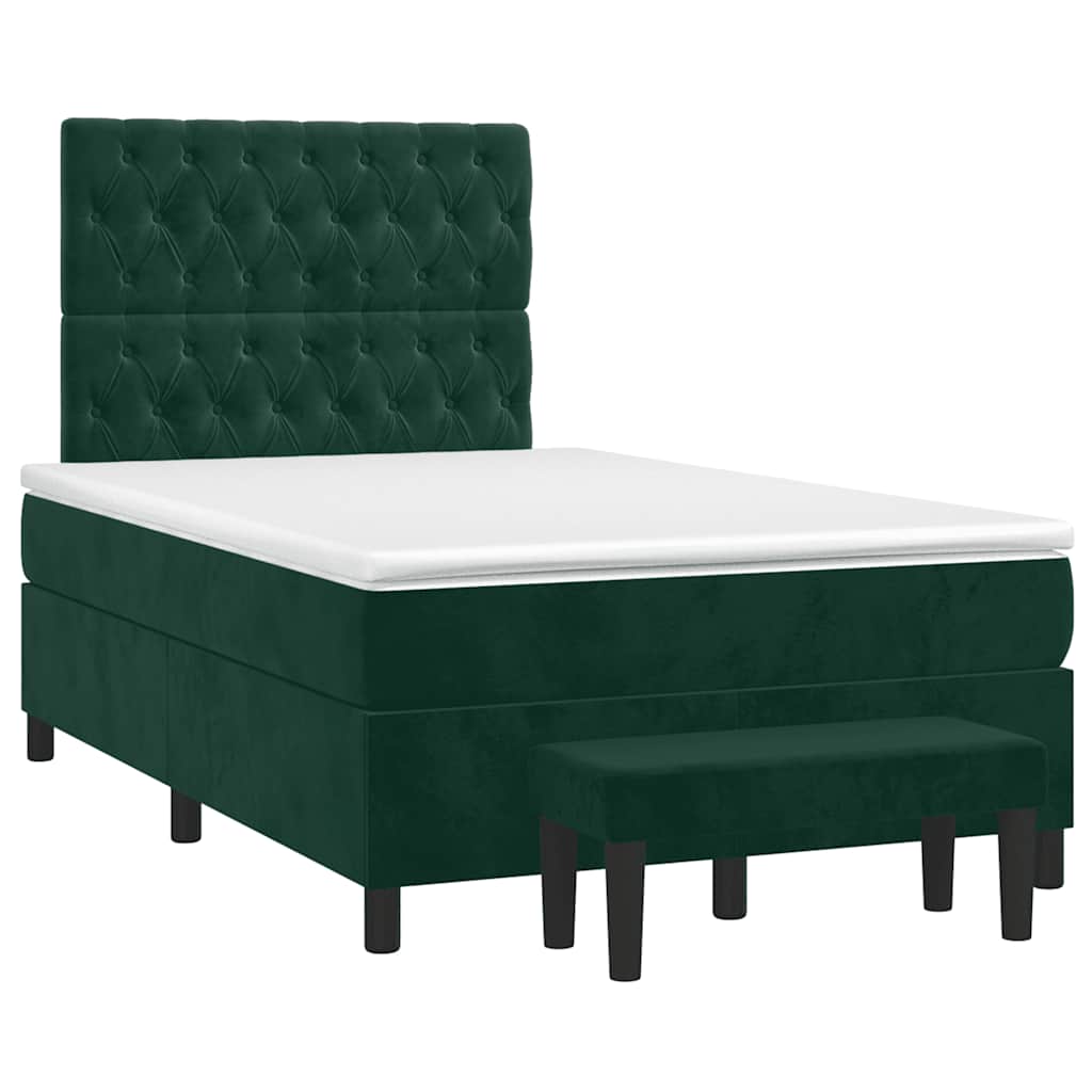 Κρεβάτι Boxspring με Στρώμα Σκούρο Πράσινο 120x200εκ. Βελούδινο - Pakobazaar