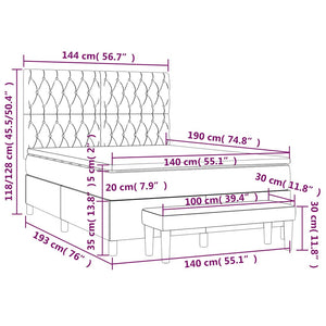 Κρεβάτι Boxspring με Στρώμα Σκούρο Πράσινο 140x190εκ. Βελούδινο - Pakobazaar