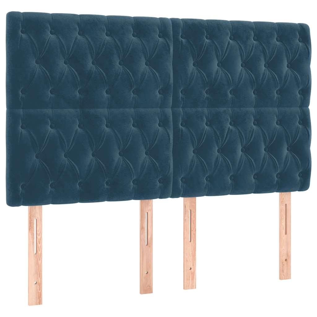 Κρεβάτι Boxspring με Στρώμα Σκούρο Μπλε 140x190 εκ. Βελούδινο - Pakobazaar