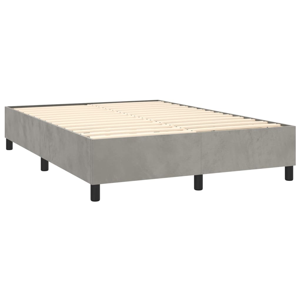 Κρεβάτι Boxspring με Στρώμα Ανοιχτό Γκρι 160x200 εκ. Βελούδινο
