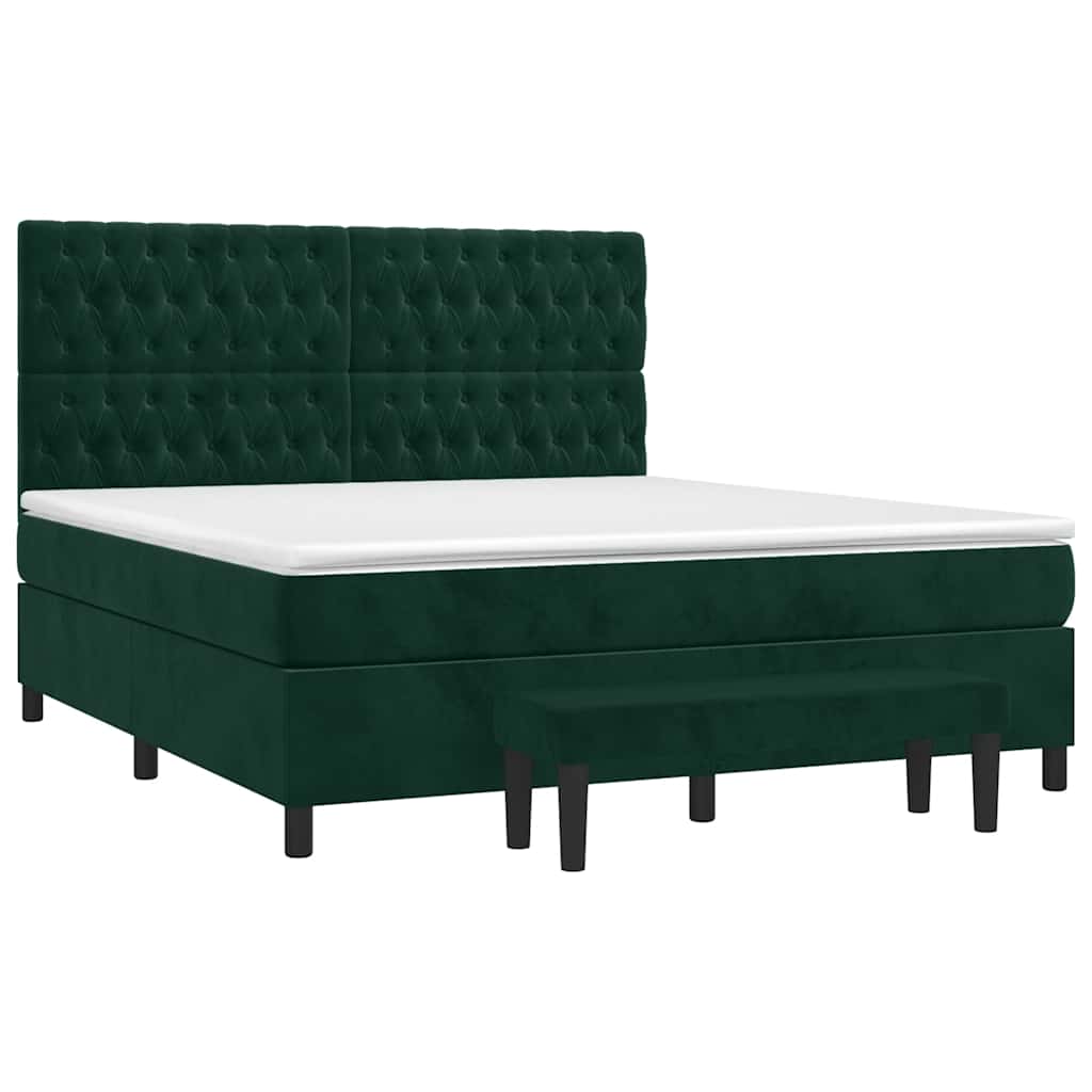 Κρεβάτι Boxspring με Στρώμα Σκούρο Πράσινο 180x200εκ. Βελούδινο