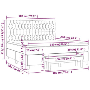 Κρεβάτι Boxspring με Στρώμα Σκούρο Μπλε 180x200 εκ. Βελούδινο - Pakobazaar