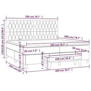 Κρεβάτι Boxspring με Στρώμα Ανοιχτό Γκρι 200x200 εκ. Βελούδινο