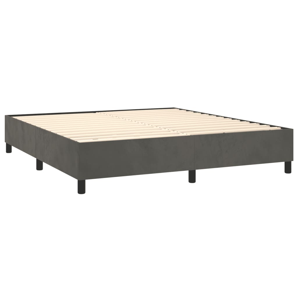 Κρεβάτι Boxspring με Στρώμα Σκούρο Γκρι 200x200 εκ. Βελούδινο