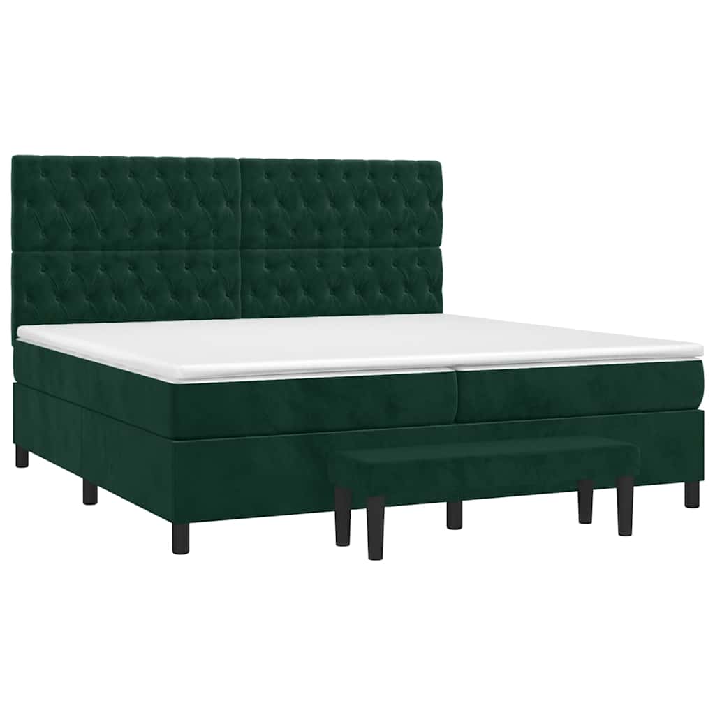 Κρεβάτι Boxspring με Στρώμα Σκούρο Πράσινο 200x200εκ. Βελούδινο - Pakobazaar