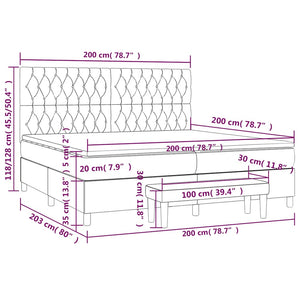 Κρεβάτι Boxspring με Στρώμα Σκούρο Πράσινο 200x200εκ. Βελούδινο - Pakobazaar