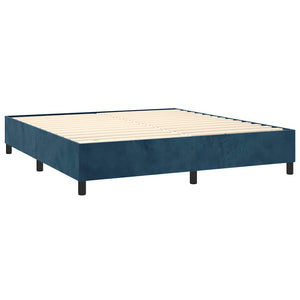 Κρεβάτι Boxspring με Στρώμα Σκούρο Μπλε 200x200 εκ. Βελούδινο - Pakobazaar