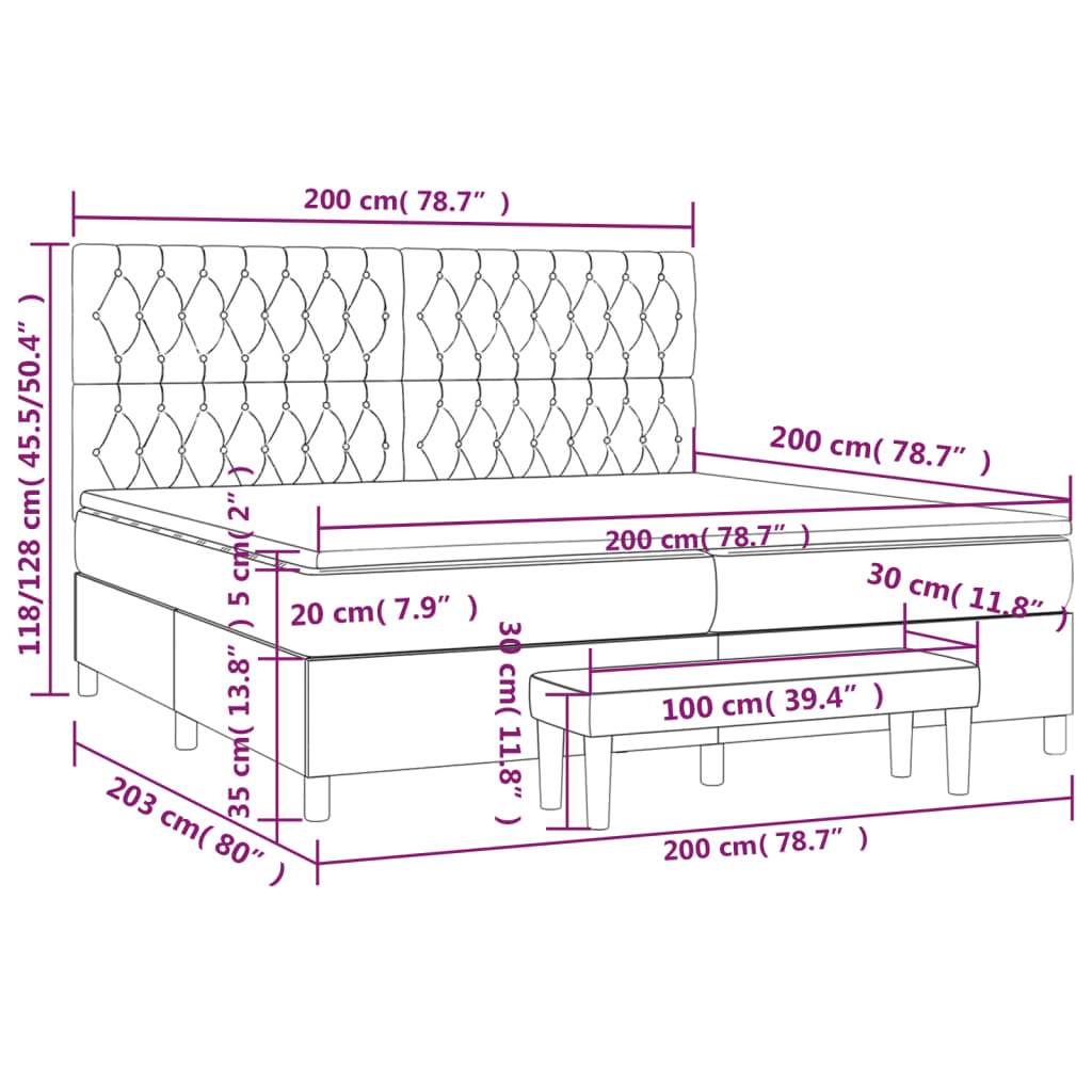 Κρεβάτι Boxspring με Στρώμα Ροζ 200x200 εκ. Βελούδινο - Pakobazaar