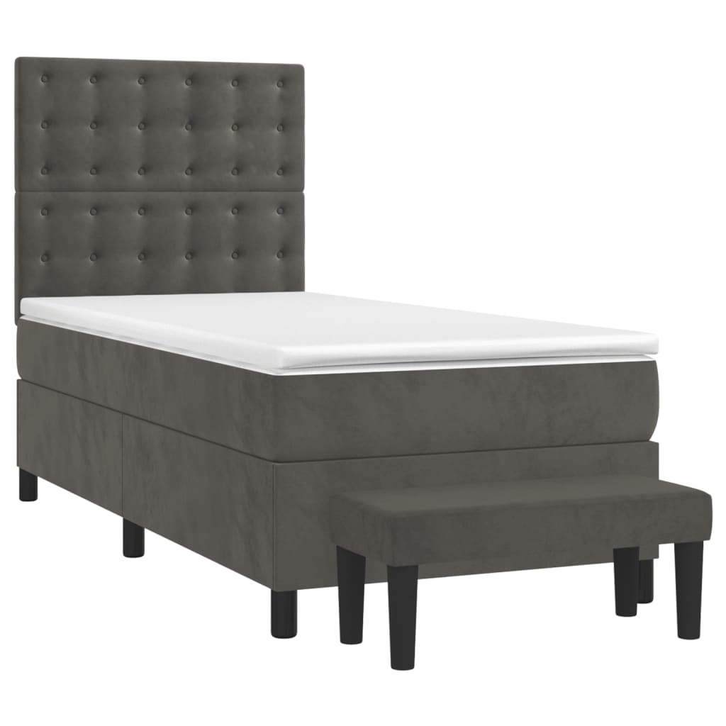 Κρεβάτι Boxspring με Στρώμα Σκούρο Γκρι 80x200 εκ. Βελούδινο