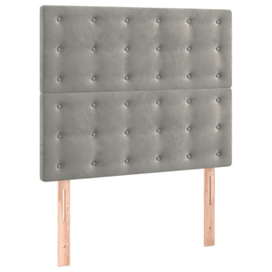 Κρεβάτι Boxspring με Στρώμα Ανοιχτό Γκρι 90x190 εκ. Βελούδινο