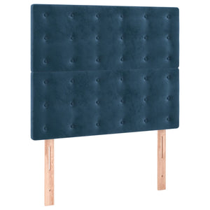 Κρεβάτι Boxspring με Στρώμα Σκούρο Μπλε 90x190 εκ. Βελούδινο