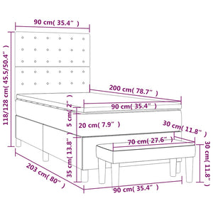Κρεβάτι Boxspring με Στρώμα Σκούρο Πράσινο 90x200 εκ. Βελούδινο - Pakobazaar