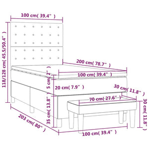 Κρεβάτι Boxspring με Στρώμα Σκούρο Πράσινο 100x200εκ. Βελούδινο - Pakobazaar