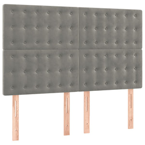 Κρεβάτι Boxspring με Στρώμα Ανοιχτό Γκρι 140x190 εκ. Βελούδινο