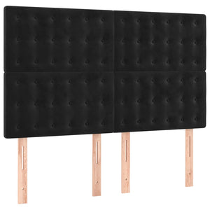 Κρεβάτι Boxspring με Στρώμα Μαύρο 140x190 εκ. Βελούδινο