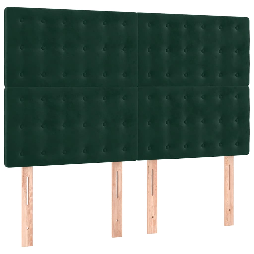 Κρεβάτι Boxspring με Στρώμα Σκούρο Πράσινο 140x190εκ. Βελούδινο - Pakobazaar