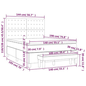 Κρεβάτι Boxspring με Στρώμα Σκούρο Πράσινο 140x190εκ. Βελούδινο - Pakobazaar
