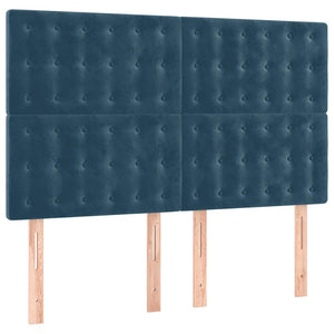 Κρεβάτι Boxspring με Στρώμα Σκούρο Μπλε 140x190 εκ. Βελούδινο - Pakobazaar