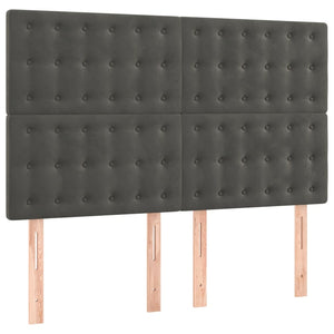 Κρεβάτι Boxspring με Στρώμα Σκούρο Γκρι 140x200 εκ. Βελούδινο