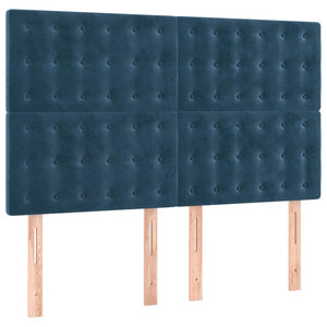 Κρεβάτι Boxspring με Στρώμα Σκούρο Μπλε 140x200 εκ. Βελούδινο - Pakobazaar