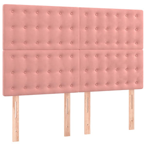 Κρεβάτι Boxspring με Στρώμα Ροζ 140x200 εκ. Βελούδινο - Pakobazaar