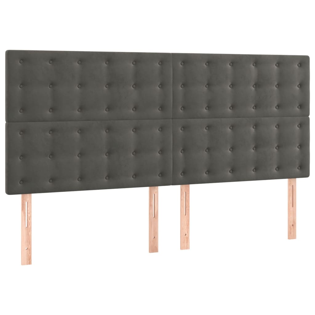 Κρεβάτι Boxspring με Στρώμα Σκούρο Γκρι 160x200 εκ. Βελούδινο