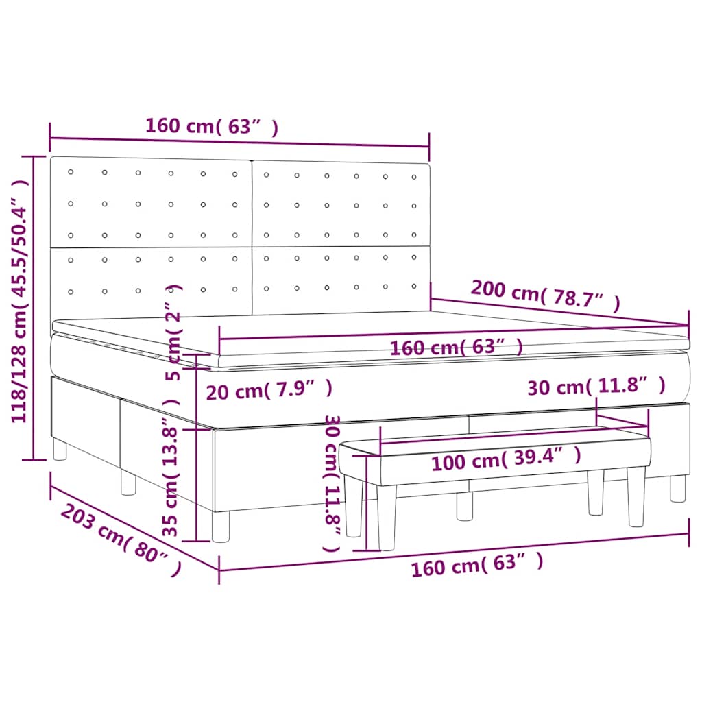 Κρεβάτι Boxspring με Στρώμα Σκούρο Πράσινο 160x200εκ. Βελούδινο