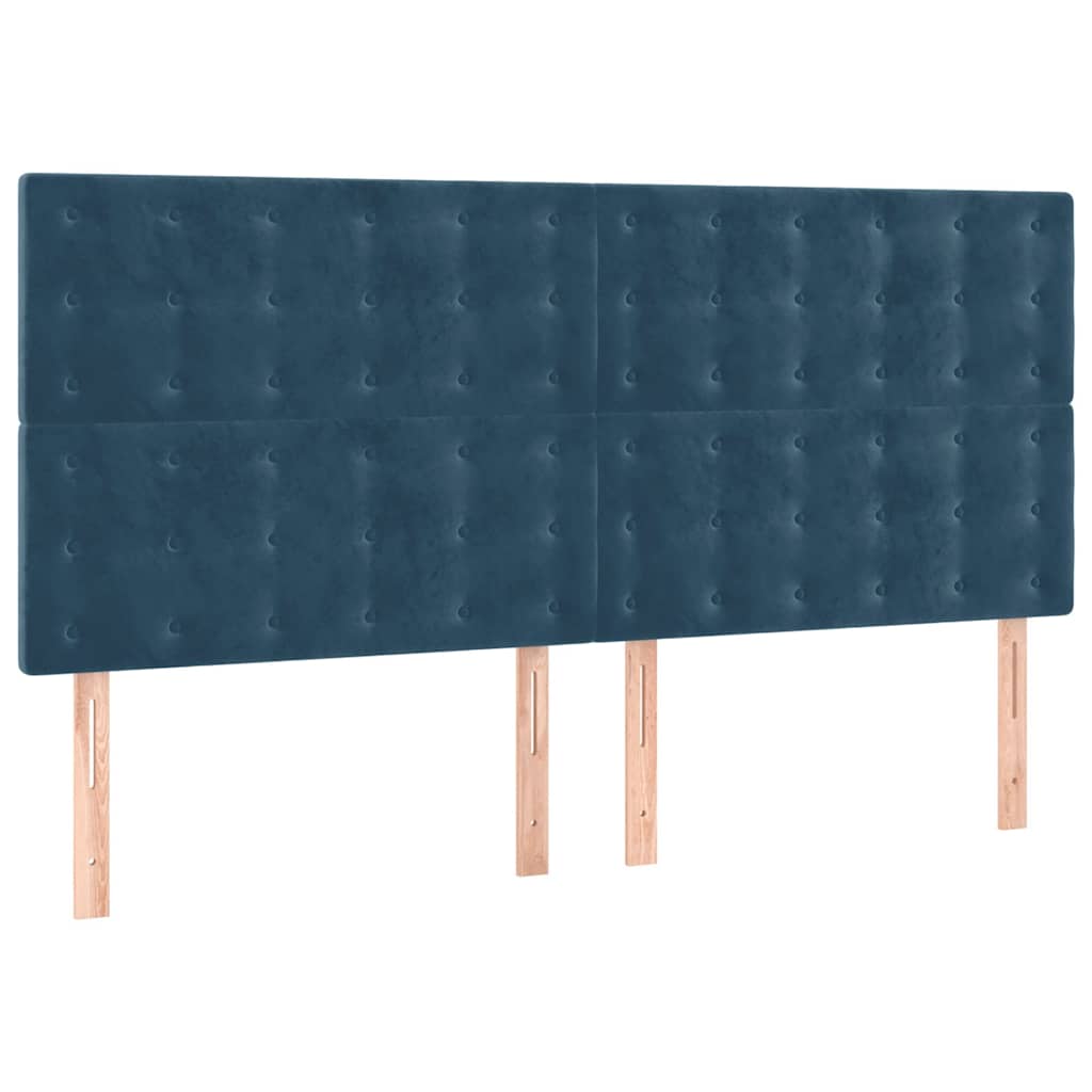 Κρεβάτι Boxspring με Στρώμα Σκούρο Μπλε 160x200 εκ. Βελούδινο - Pakobazaar