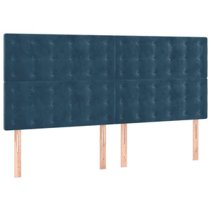 Κρεβάτι Boxspring με Στρώμα Σκούρο Μπλε 160x200 εκ. Βελούδινο - Pakobazaar