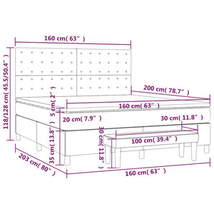 Κρεβάτι Boxspring με Στρώμα Σκούρο Μπλε 160x200 εκ. Βελούδινο - Pakobazaar