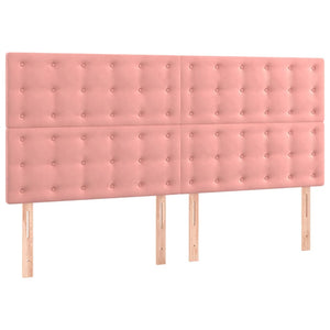 Κρεβάτι Boxspring με Στρώμα Ροζ 160x200 εκ. Βελούδινο - Pakobazaar