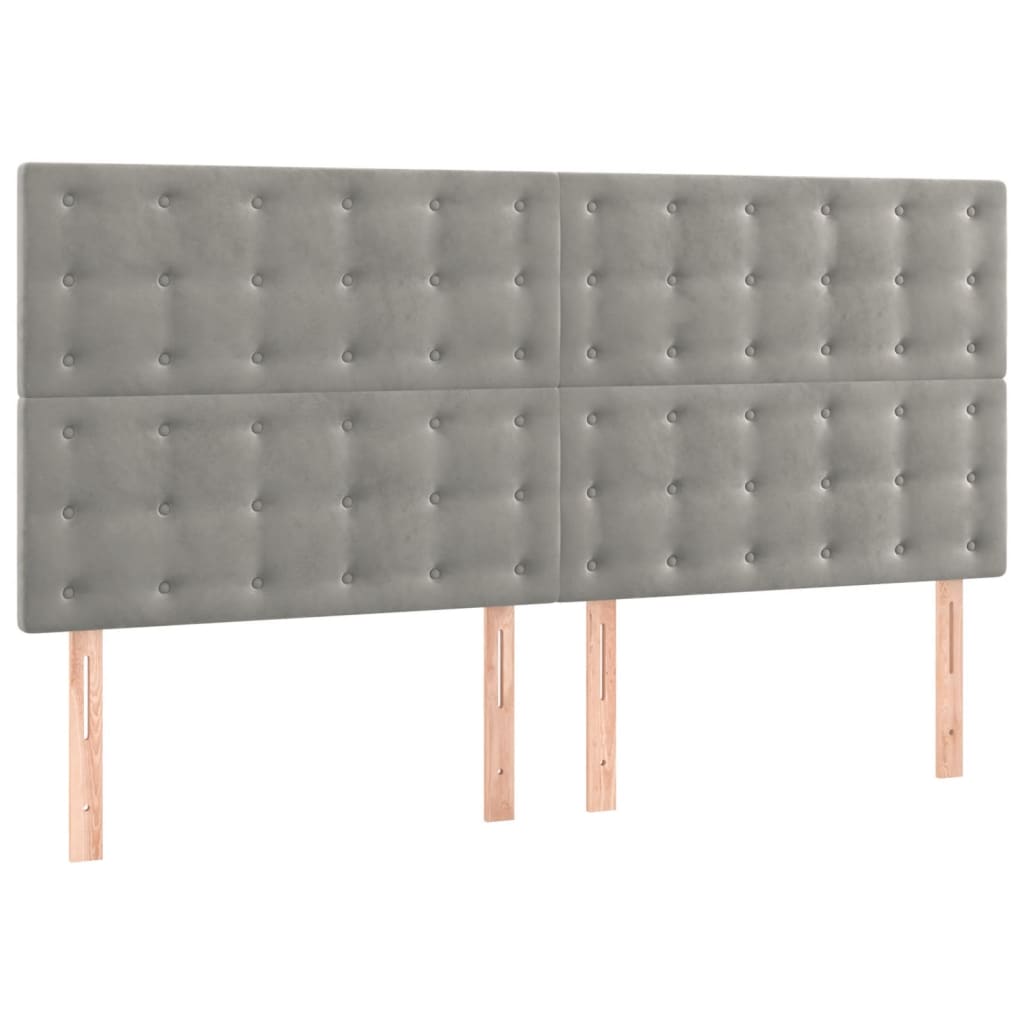 Κρεβάτι Boxspring με Στρώμα Ανοιχτό Γκρι 180x200 εκ. Βελούδινο