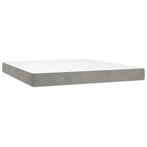 Κρεβάτι Boxspring με Στρώμα Ανοιχτό Γκρι 180x200 εκ. Βελούδινο