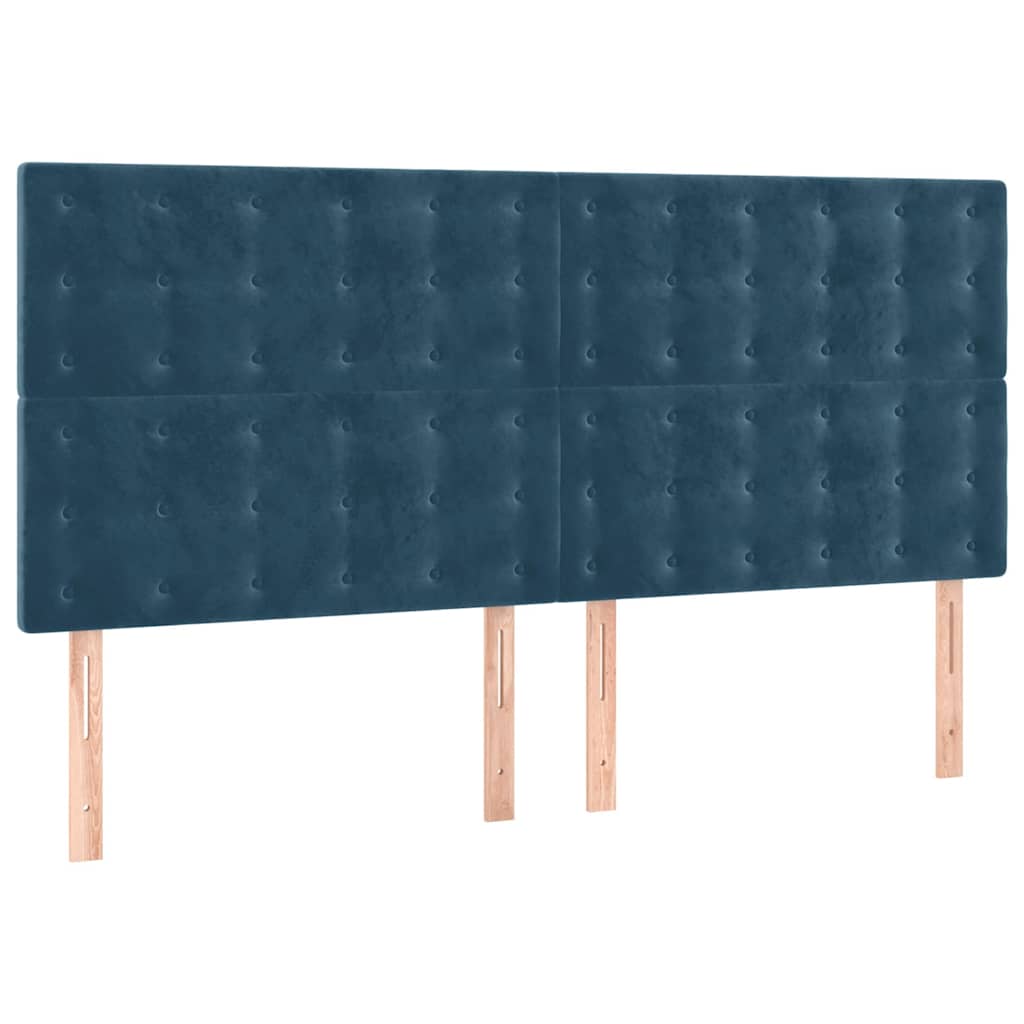 Κρεβάτι Boxspring με Στρώμα Σκούρο Μπλε 180x200 εκ. Βελούδινο - Pakobazaar