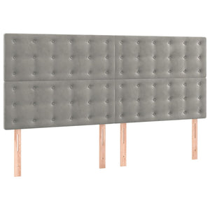 Κρεβάτι Boxspring με Στρώμα Ανοιχτό Γκρι 200x200 εκ. Βελούδινο