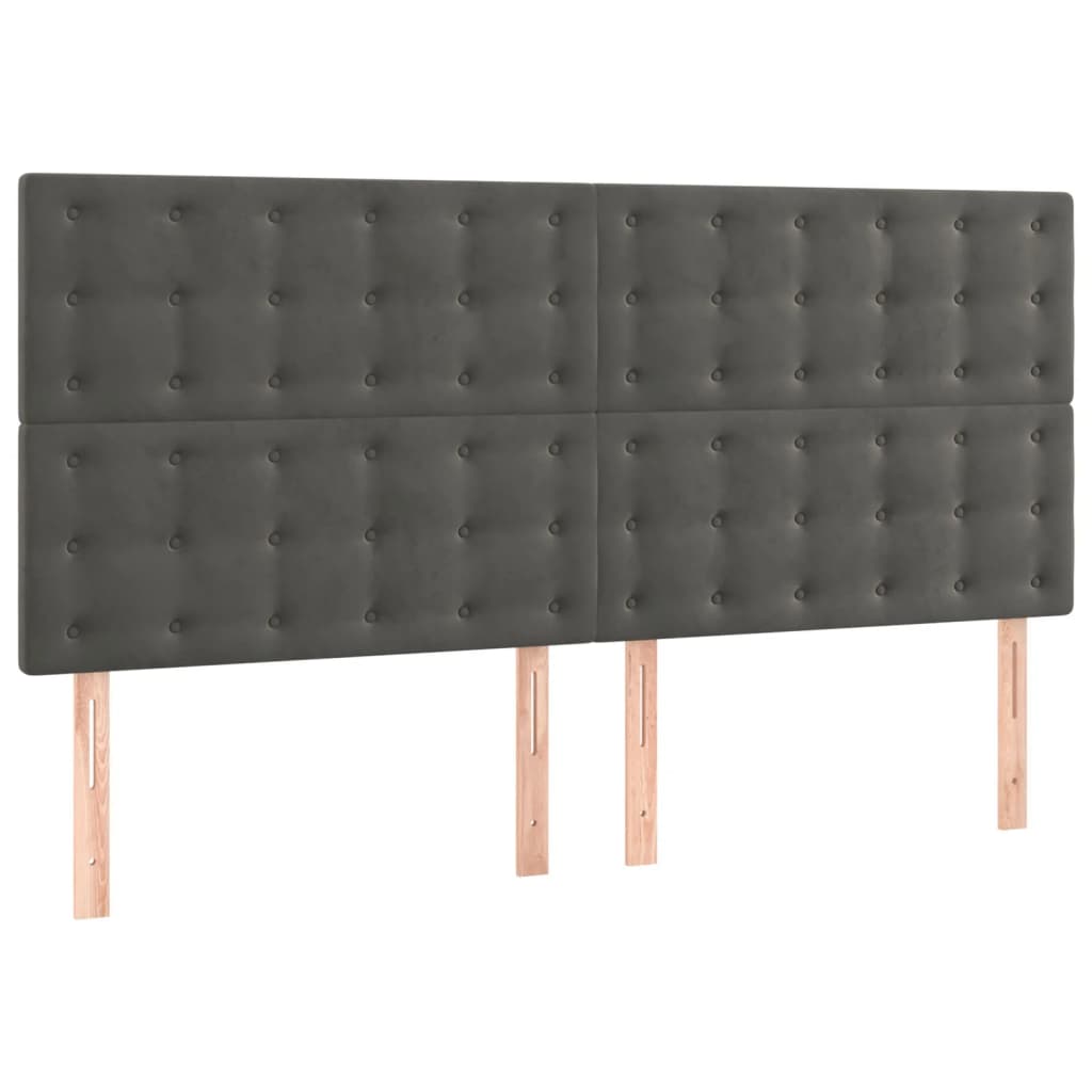 Κρεβάτι Boxspring με Στρώμα Σκούρο Γκρι 200x200 εκ. Βελούδινο - Pakobazaar