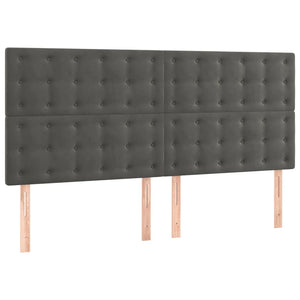 Κρεβάτι Boxspring με Στρώμα Σκούρο Γκρι 200x200 εκ. Βελούδινο - Pakobazaar