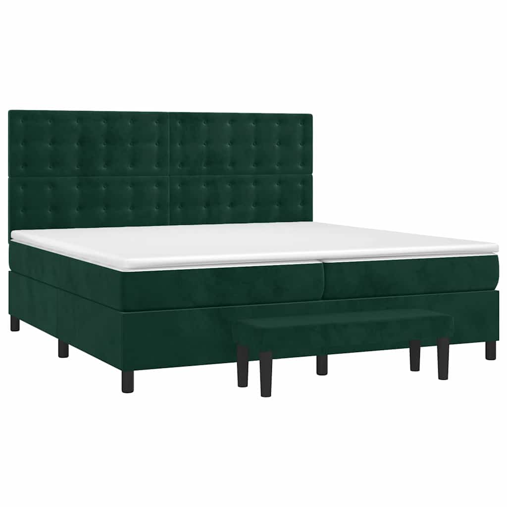 Κρεβάτι Boxspring με Στρώμα Σκούρο Πράσινο 200x200εκ. Βελούδινο - Pakobazaar