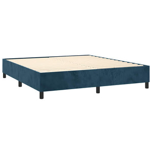 Κρεβάτι Boxspring με Στρώμα Σκούρο Μπλε 200x200 εκ. Βελούδινο - Pakobazaar