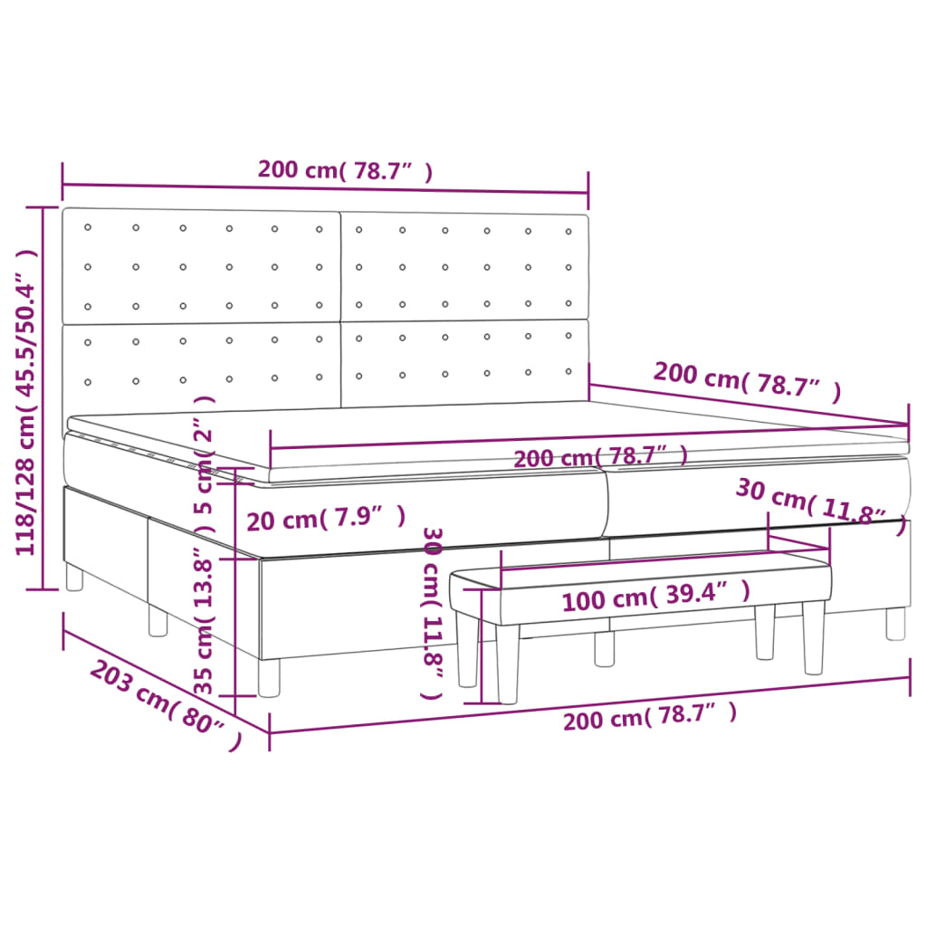 Κρεβάτι Boxspring με Στρώμα Ροζ 200x200 εκ. Βελούδινο - Pakobazaar