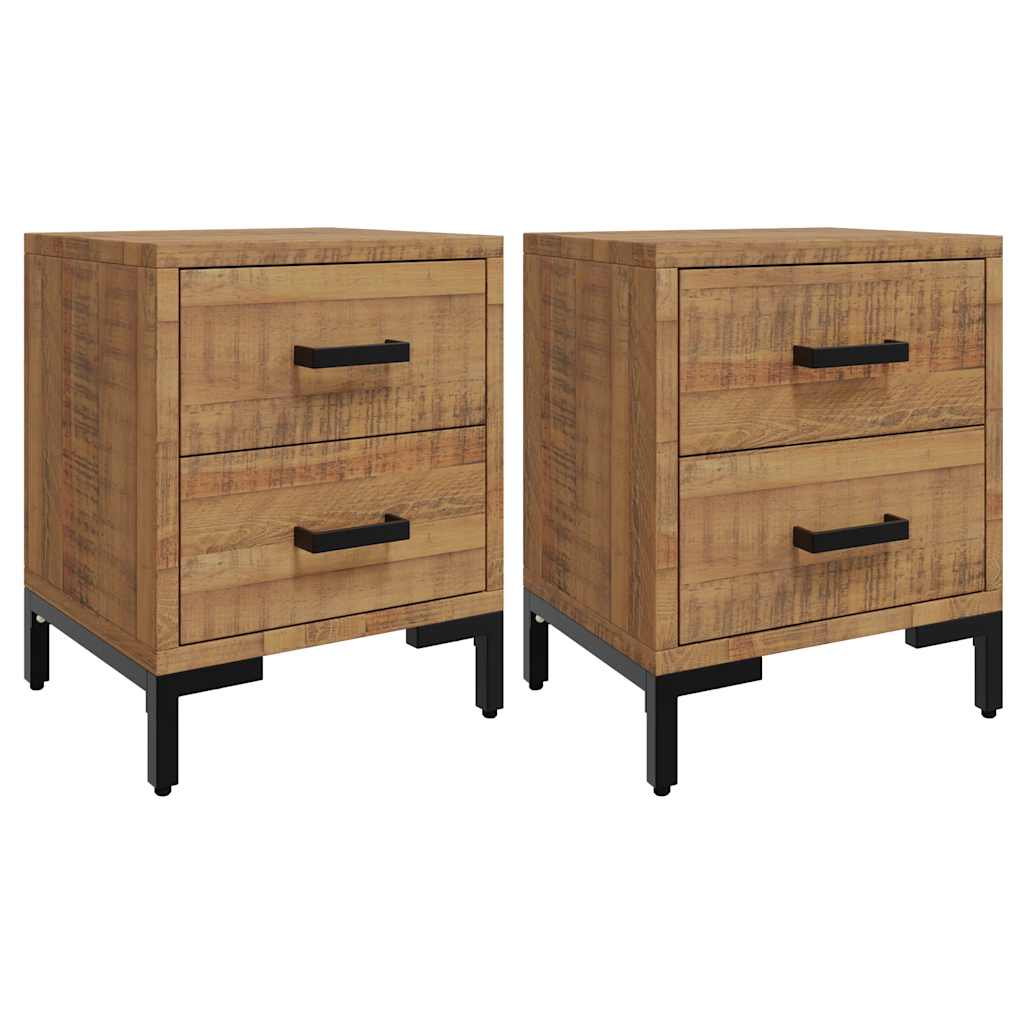 Κομοδίνα 2 τεμ. 36 x 30 x 45 εκ. από Μασίφ Ξύλο Πεύκου