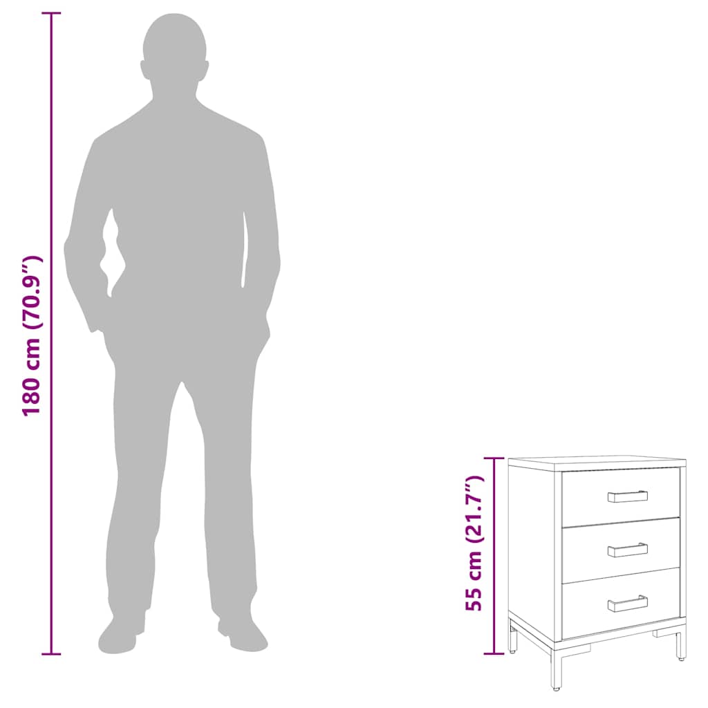 Κομοδίνα 2 Τεμ. 40x30x55 εκ. από Μασίφ Ξύλο Πεύκου