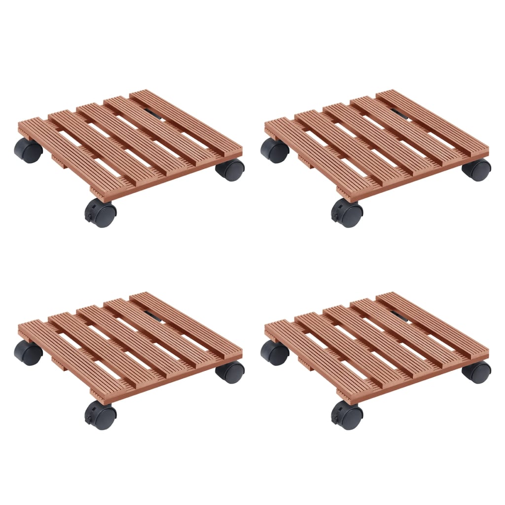 Βάσεις για Γλάστρες με Ρόδες 4 τεμ. Καφέ 30x30x7,5 εκ. από WPC - Pakobazaar