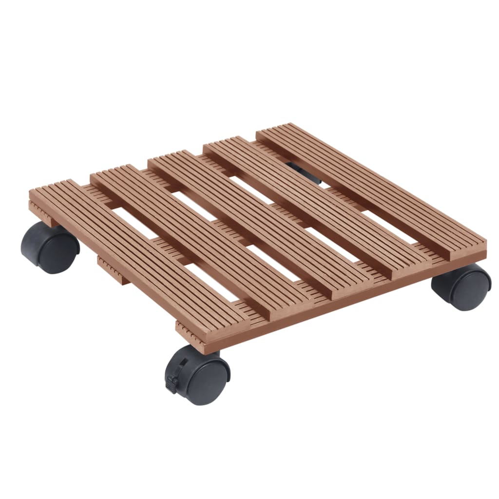 Βάσεις για Γλάστρες με Ρόδες 4 τεμ. Καφέ 30x30x7,5 εκ. από WPC - Pakobazaar
