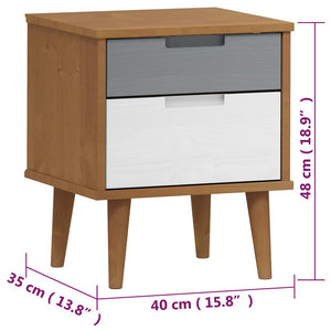 Κομοδίνο MOLDE Καφέ 40 x 35 x 48 εκ. από Μασίφ Ξύλο Πεύκου