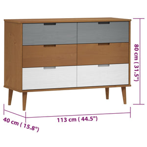 Συρταριέρα MOLDE Καφέ 113 x 40 x 80 εκ. από Μασίφ Ξύλο Πεύκου