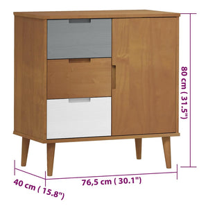 Μπουφές MOLDE Καφέ 76,5 x 40 x 80 εκ. από Μασίφ Ξύλο Πεύκου