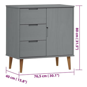 Ντουλάπι MOLDE Γκρι 76,5x40x80 εκ. από Μασίφ Ξύλο Πεύκου