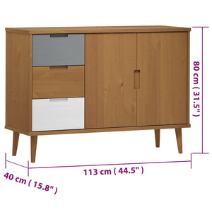 Μπουφές MOLDE Καφέ 113 x 40 x 80 εκ. από Μασίφ Ξύλο Πεύκου