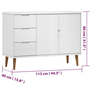 Ντουλάπι MOLDE Λευκό 113x40x80 εκ. από Μασίφ Ξύλο Πεύκου